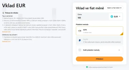 Vklad fiat meny