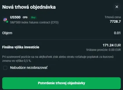Objedn&aacute;vka US500