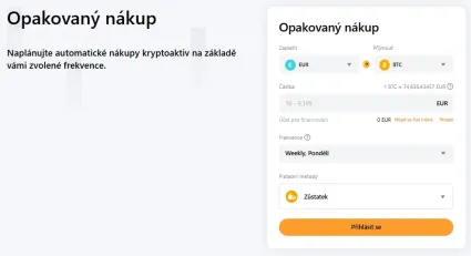 Opakovan&yacute; n&aacute;kup Bitcoinu