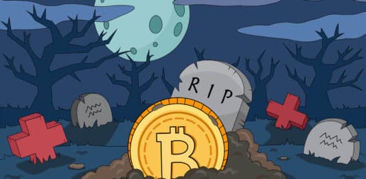 Bitcoin zomrel v očiach médií v roku 2018 približne 90-krát – V skutočnosti však trh pochoval 1000 altcoinov