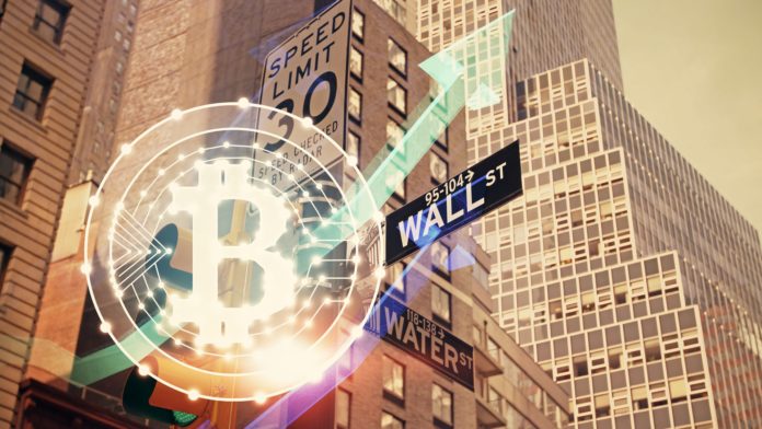 Wall Street a Bitcoin. Zdroj: Shutterstock.com/Peshkova Wall Street a Bitcoin