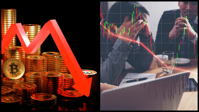Bitcoin formuje kríž smrti. Zdroj: shutterstock.com/boonchoke/nuttapon averuttaman Bitcoin formuje kríž smrti