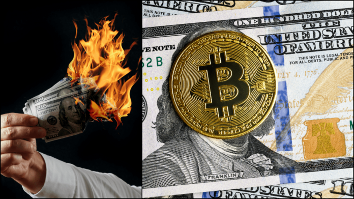 Bitcoin verzus dolár. Zdroj: shutterstock.com/Marko Aliaksandr/Viacheslav Lopatin Bitcoin verzus dolár