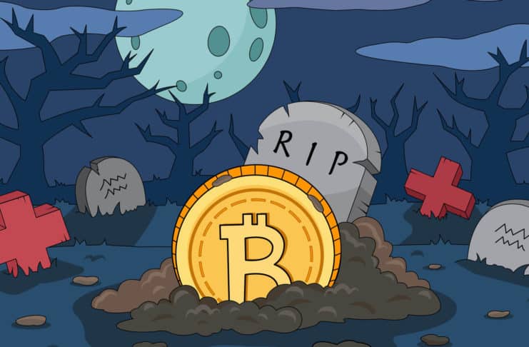Bitcoin zomrel v očiach médií v roku 2018 približne 90-krát – V skutočnosti však trh pochoval 1000 altcoinov