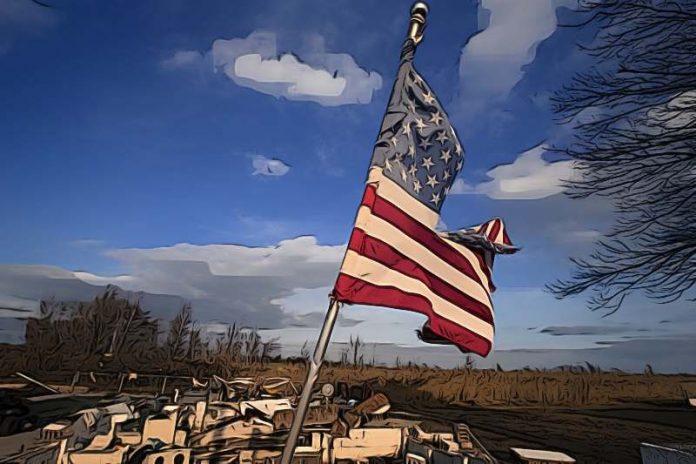 usa vlajka ekonomika recesia kriza svetové ekonomiky