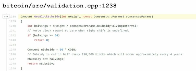 Bitcoin halving ve zdrojovém kode