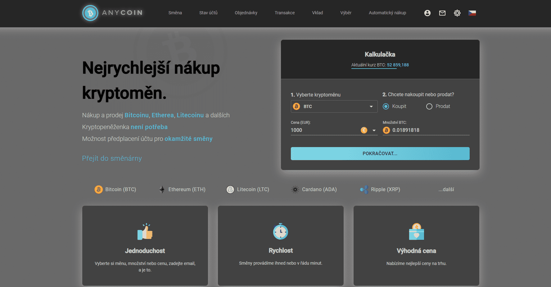 Návod na zmenáreň Anycoin - recenzia, skúsenosti a nákup Bitcoinu |  Kryptomagazín