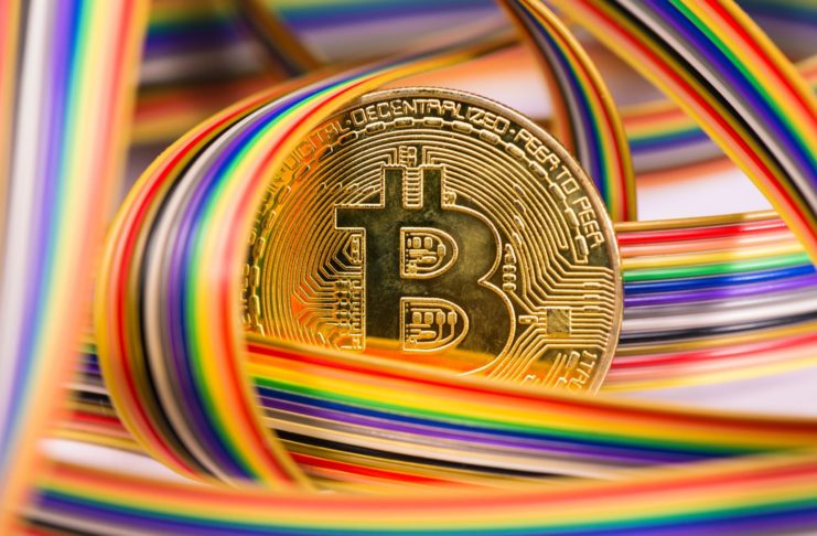Bitcoin a dúhový graf.