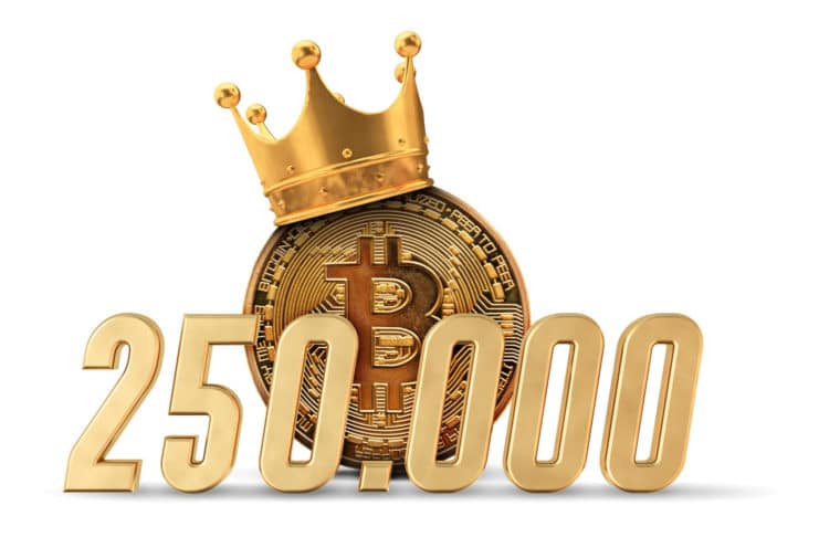 Bitcoin skončí na cene 250 000 dolárov